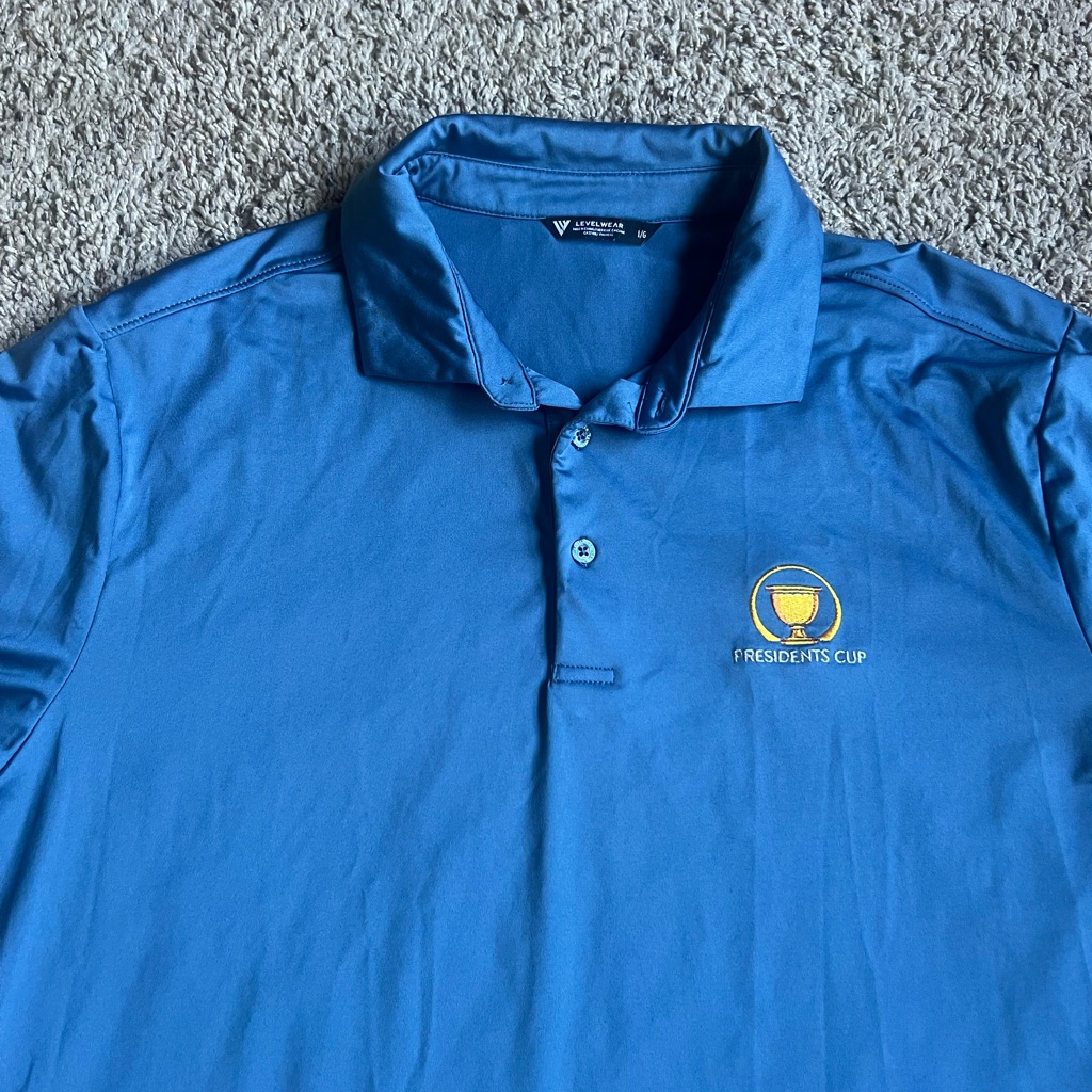 Levelwear Golf Polo Shirt Large Presidents Cup Usa Blue